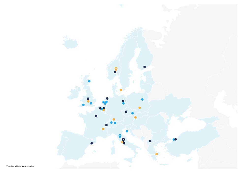 Map of Europe and partner organisations